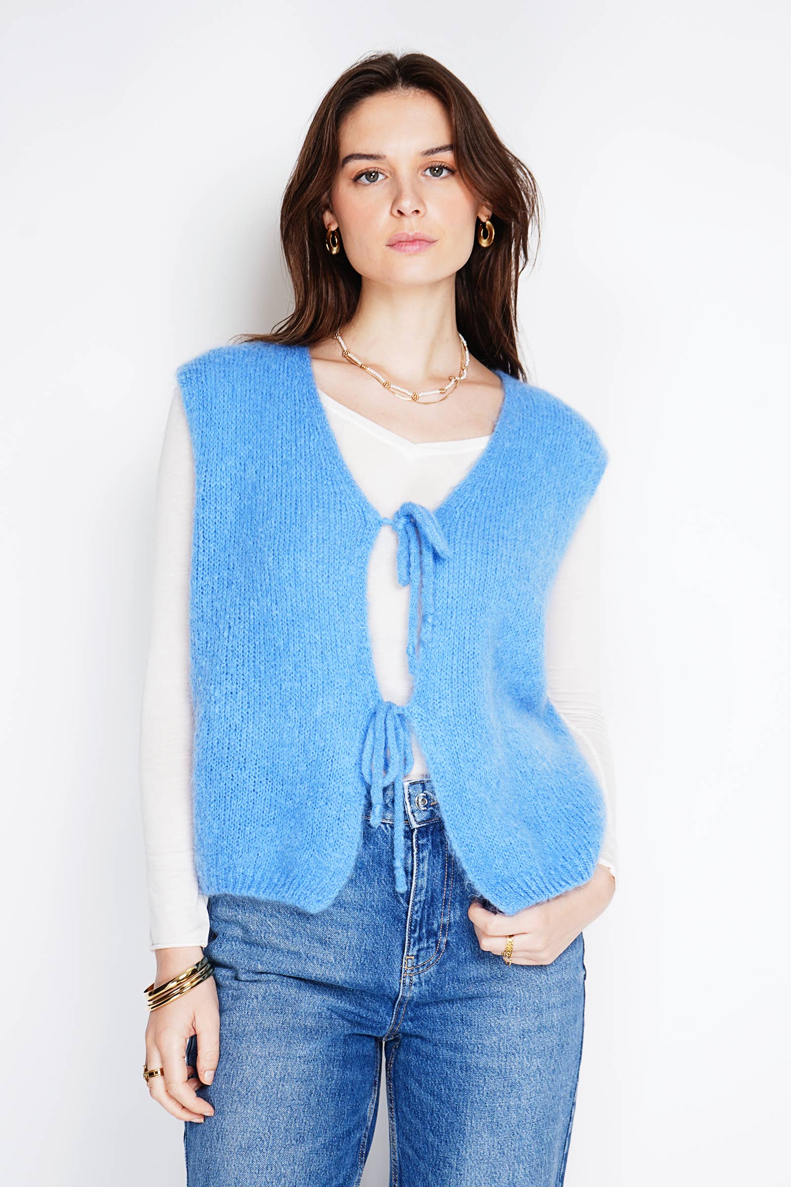 NOELINE - Vente Pull en maille – femme - Gilet en mohair et laine 76770
