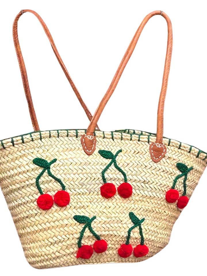 Handwoven Straw Tote Summer Beach Basket Bag Leather Handles for wholesale by Twins Basket
