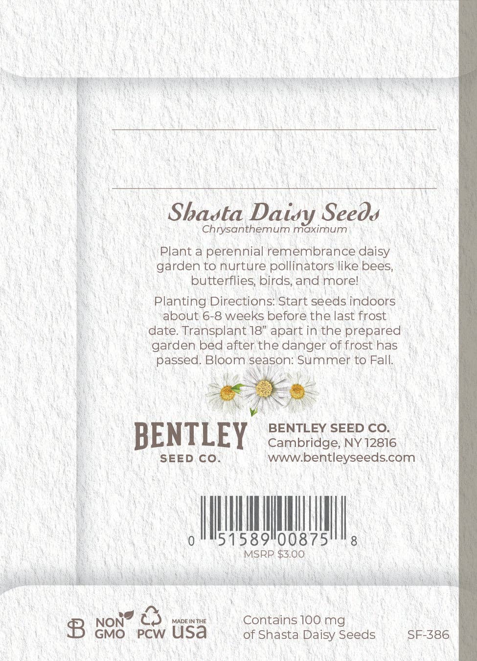 Bentley Seed Co. - Wholesale Sympathy Card - With Deepest Sympathy - Shasta Daisy Seed Packets1