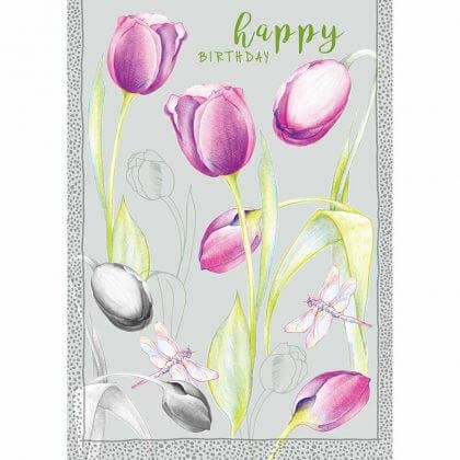 Deckled Edge Ltd - Wholesale Birthday Card - Happy Birthday Tulips Greeting Card1