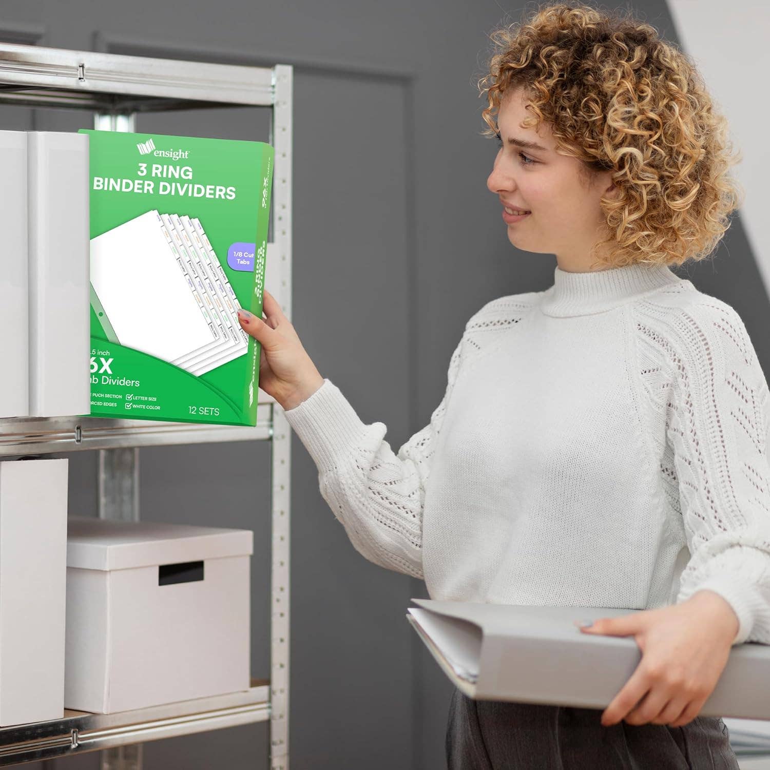 Ensight - Wholesale Binder - 3 Ring Page Dividers Bulk, 1/8 Cut Tab Dividers, 96 Per Box - Divider Pages with Tabs, Decorative Printable Rewritable Divider Tabs, Exhibit Tab Dividers for 3 Ring Binders Bulk - Ensight5