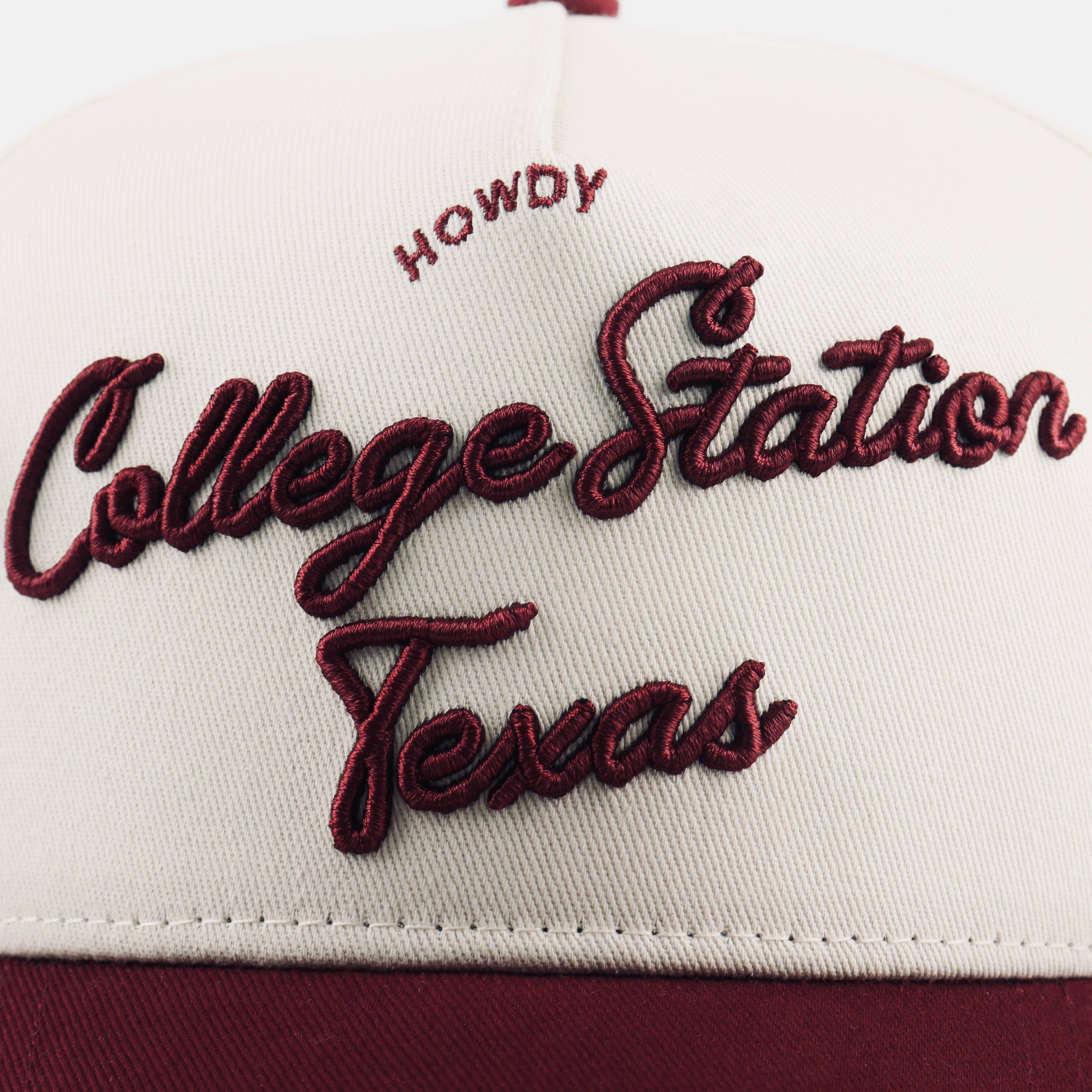 Beige Maroon The "College Station" Script Hat for wholesale on Faire4