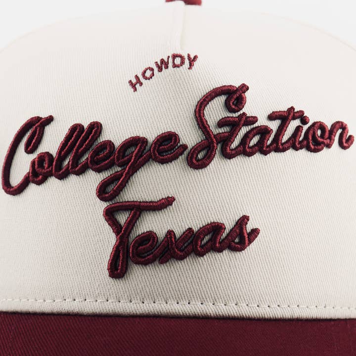 Beige Maroon The "College Station" Script Hat for wholesale on Faire4