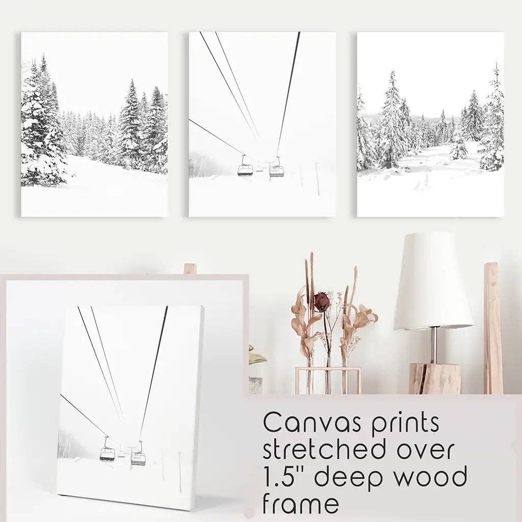 Art Lane - Wholesale Gallery Wall Set - Winter Skiing Black White Wall Art. Ski Lift, Snowy Forest10