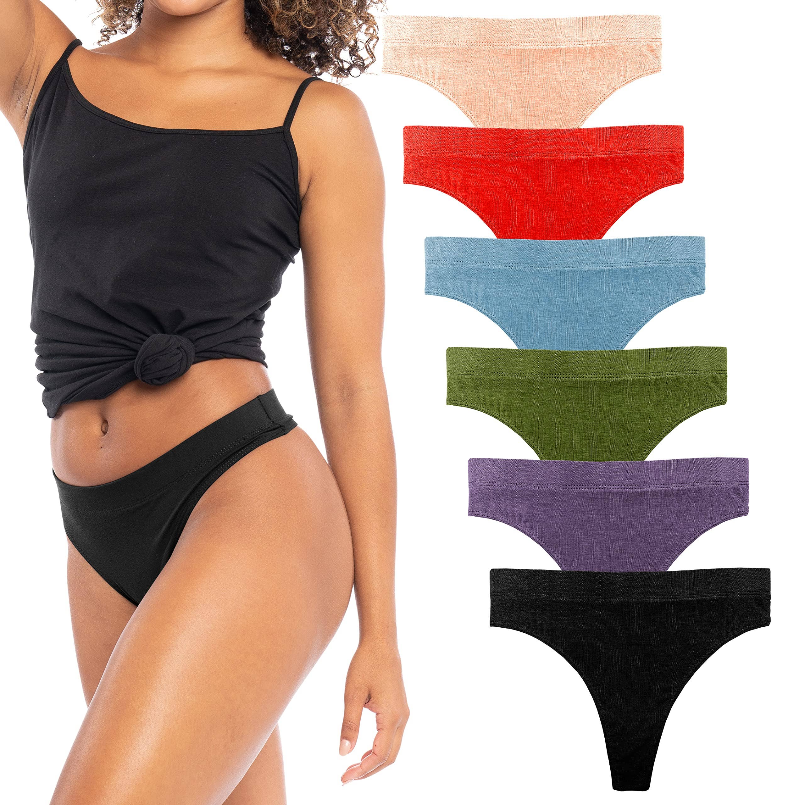 I-Wear Brands – Roupa interior - Mulher por atacado – 6 Pack Mulher Rayon Desporto Ativo Thong Pantie Roupa Interior4