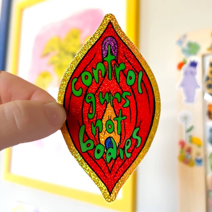 Autocollant brillant Control Guns Not Bodies pour la vente par Carrie's Scaries