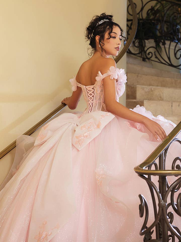 LA Merchandise - Wholesale Gown - Women's - LA270 Off-Shoulder Floral Applique Ball Gown with Glitter7