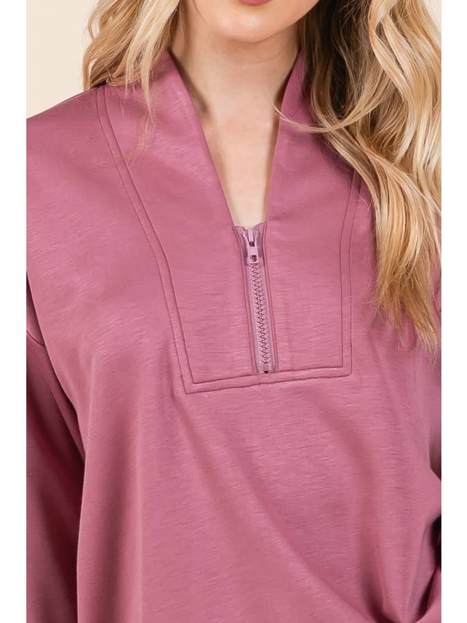 LIME N CHILI - Wholesale Sweatshirt - Women's - 2024 NEW - Scuba Zip Up Loose Long Sleeve Sweatshirt