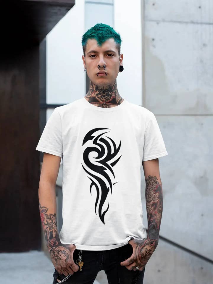 Maori Tribal Tattoo 2, vit t-shirt för män, 100% bomull rund hals 00162 för wholesale av ULTRABASIC