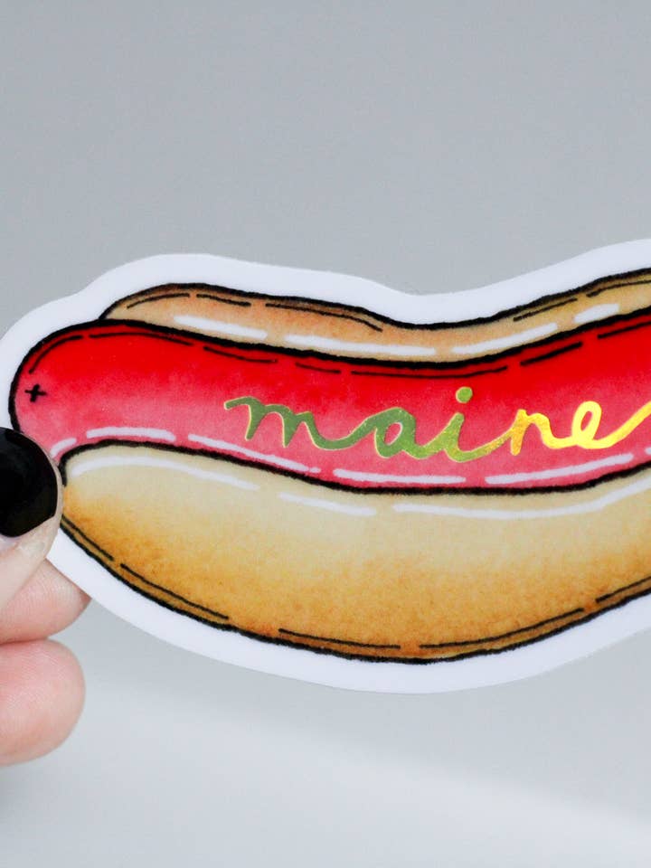 Maine Red Hot Dog | Watercolor Sticker for wholesale by Scribbles and Doodlez