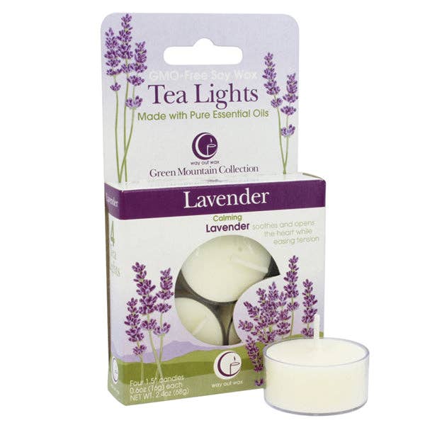 Lavender - Candele Tealight, confezione da 4 per la vendita all'ingrosso da parte di Way Out Wax