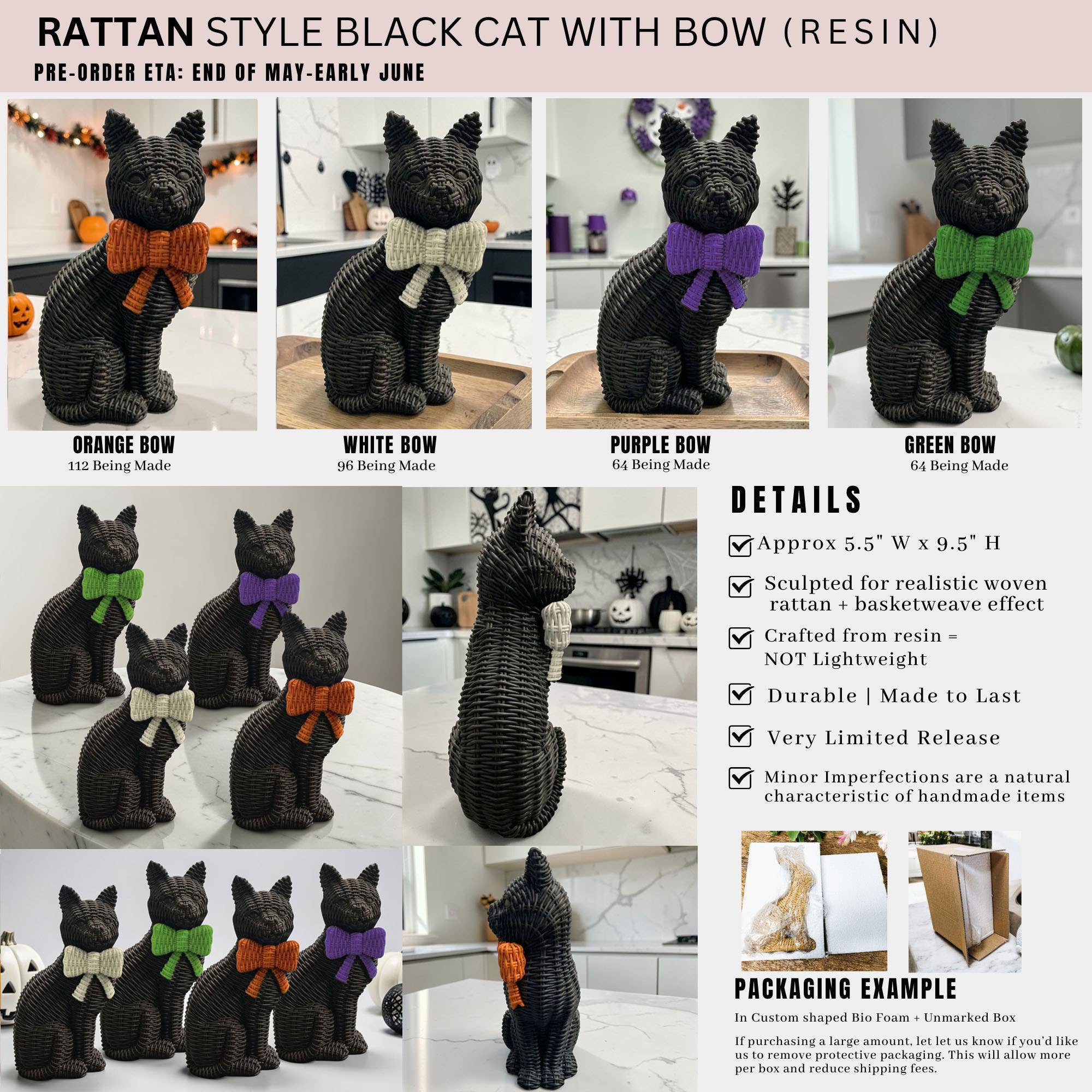 Gia Roma - Wholesale Decorative Figurine - Black Cat Decoration, Farmhouse Halloween Home Decor Statues1