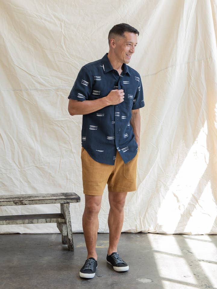 Harbor Slim Shirt / Navy Pacific Herring for wholesale on Faire