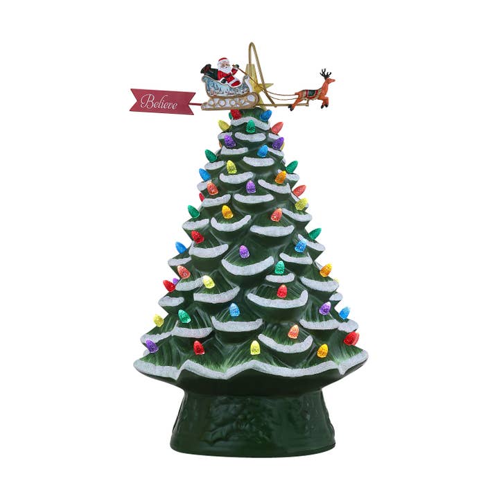 90th Anniversary 16in Animated Green Christmas Tree for wholesale by Mr. Christmas