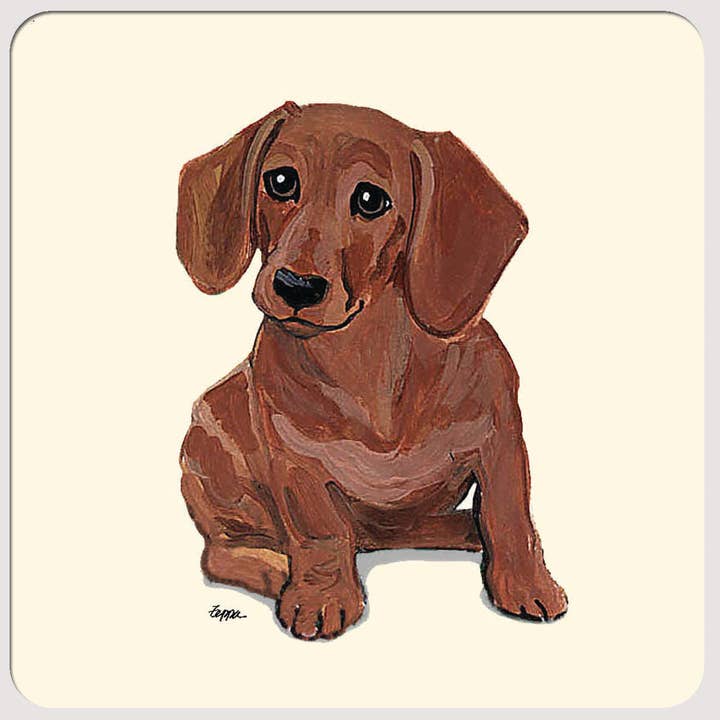Zeppa Studios - Wholesale Coasters - Dachshund Red Beverage Coasters