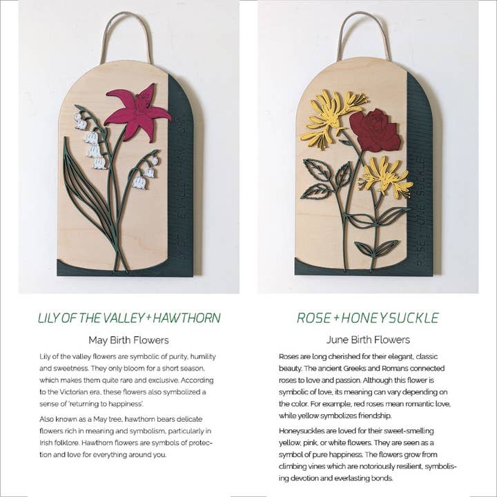 Makery Maven Co. - Wholesale Wall Accent - Birth Flower Wall Art | Individual Months of Collection2