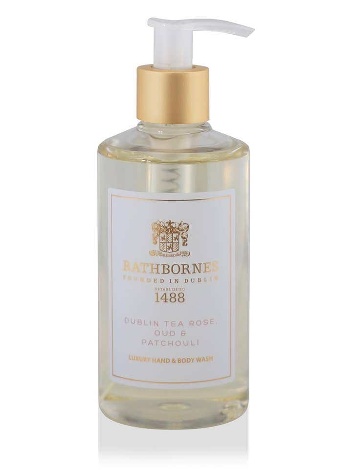 Dublin Tea Rose, Oud & Patchouli Luxury Hand and Body Wash for wholesale by Rathbornes 1488