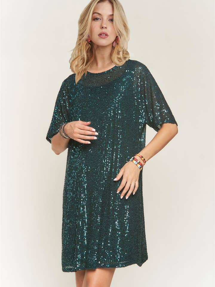 ADORA LA - Wholesale Dress - Women's - D7579_HE_ - DROP SHOULDER SEQUINS DRESS5