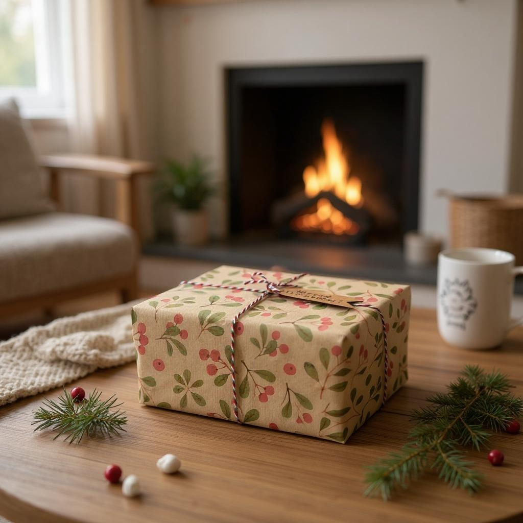 PlanetWrapIt - Vente Rouleau de papier cadeau - Papier cadeau recyclé en kraft écologique avec gui de Noël4