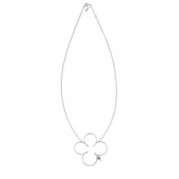 Grande collana a forma di trifoglio liscio in argento sterling 925 per la vendita all'ingrosso da parte di PADAM PADAM