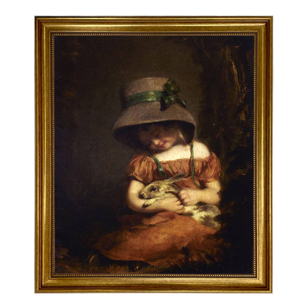Madison Bay Co. - Historical Home Decor Reproductions - Vente Tableau/dessin - Fille avec lapin Impression de peinture vintage sur toile9