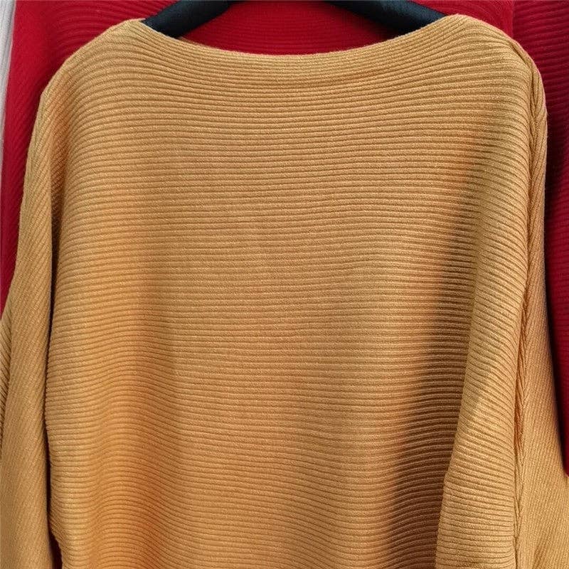 ShieldChic - Wholesale Knit Sweater - Women's - Solid Color One-Word Collar Bat Sleeve Knit Sweater5