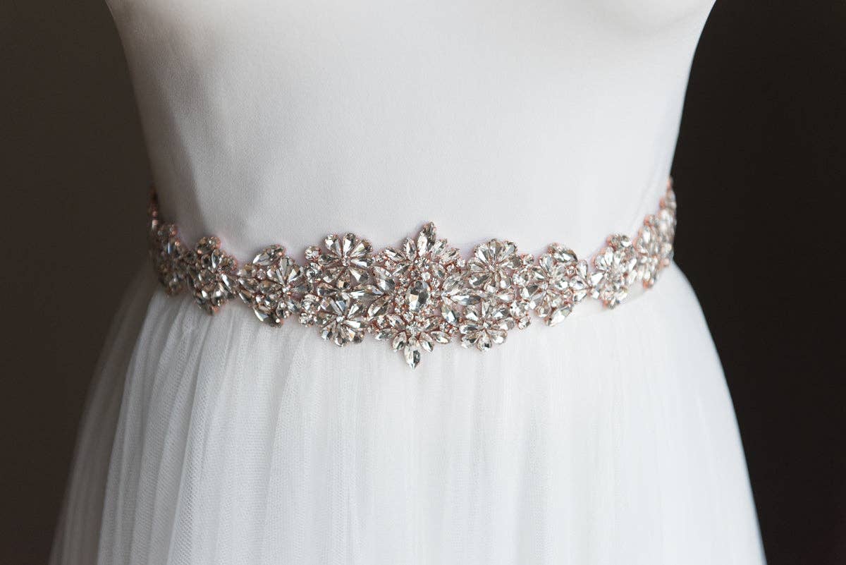 Brides and Belts - Wholesale Belt - Women's - Jayda Rose Gold Crystal Wedding Belt10