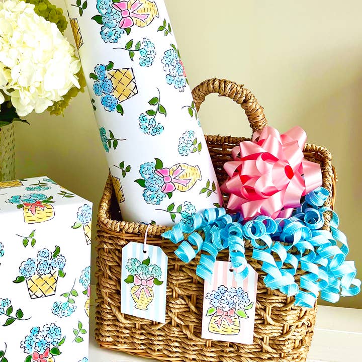 Little Desk Drawer - Wholesale Flat Wrap - Hi Hydrangea! Flat Wrap Sheet / Hydrangea Wrapping Paper 2