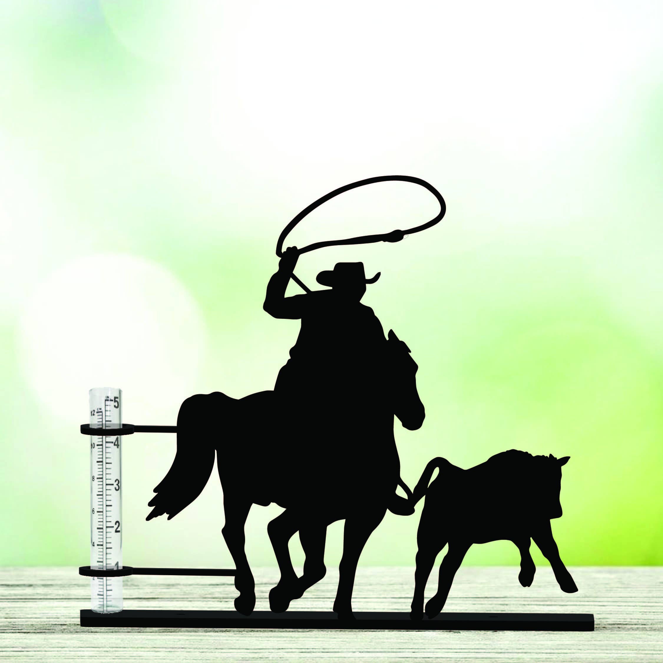 Steel Grace - Wholesale Outdoor Ornament/Decor - Roping Cowboy Rain Gauge0