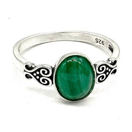 Anillo de plata de ley con malaquita para venta al por mayor de Tiger Mountain Jewelry