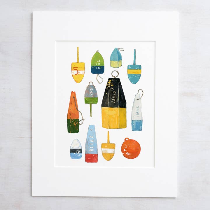 Studio Tuesday – wholesale Konsttryck – Hummer Bojar akvarellmålning, Färgglada Nautisk Tryck0