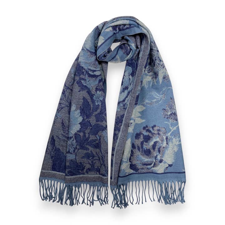 Lili Scarves – wholesale Scarf – Women's – Flower Reversible Print Cashmere Blend Winter Scarf5