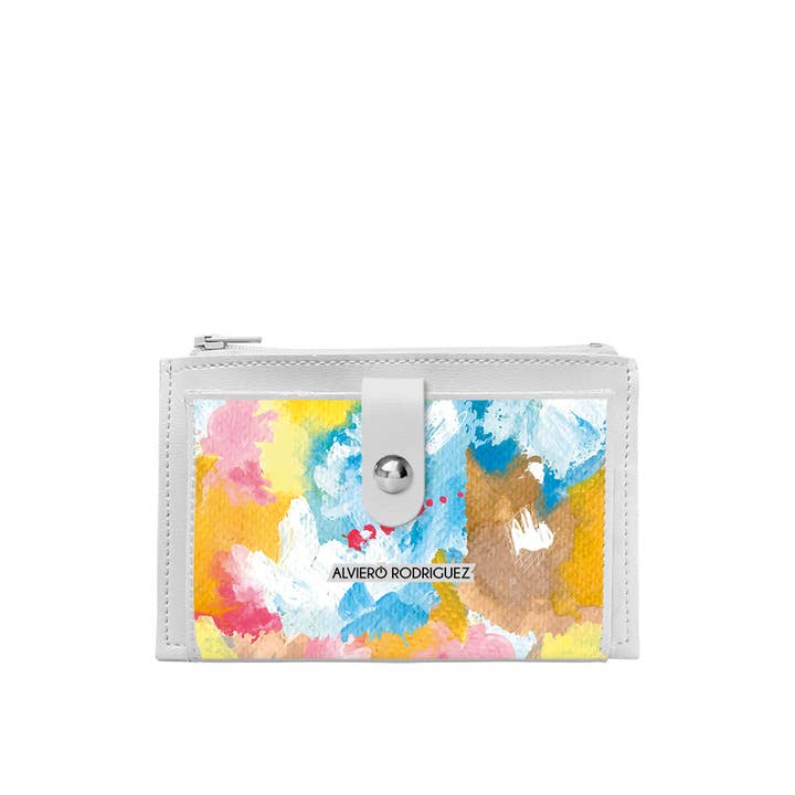 Alviero Rodriguez - Wholesale Portemonnee - Dames - ADA WITTE PORTEMONNEE MET ABSTRACTE AQUARELLEN