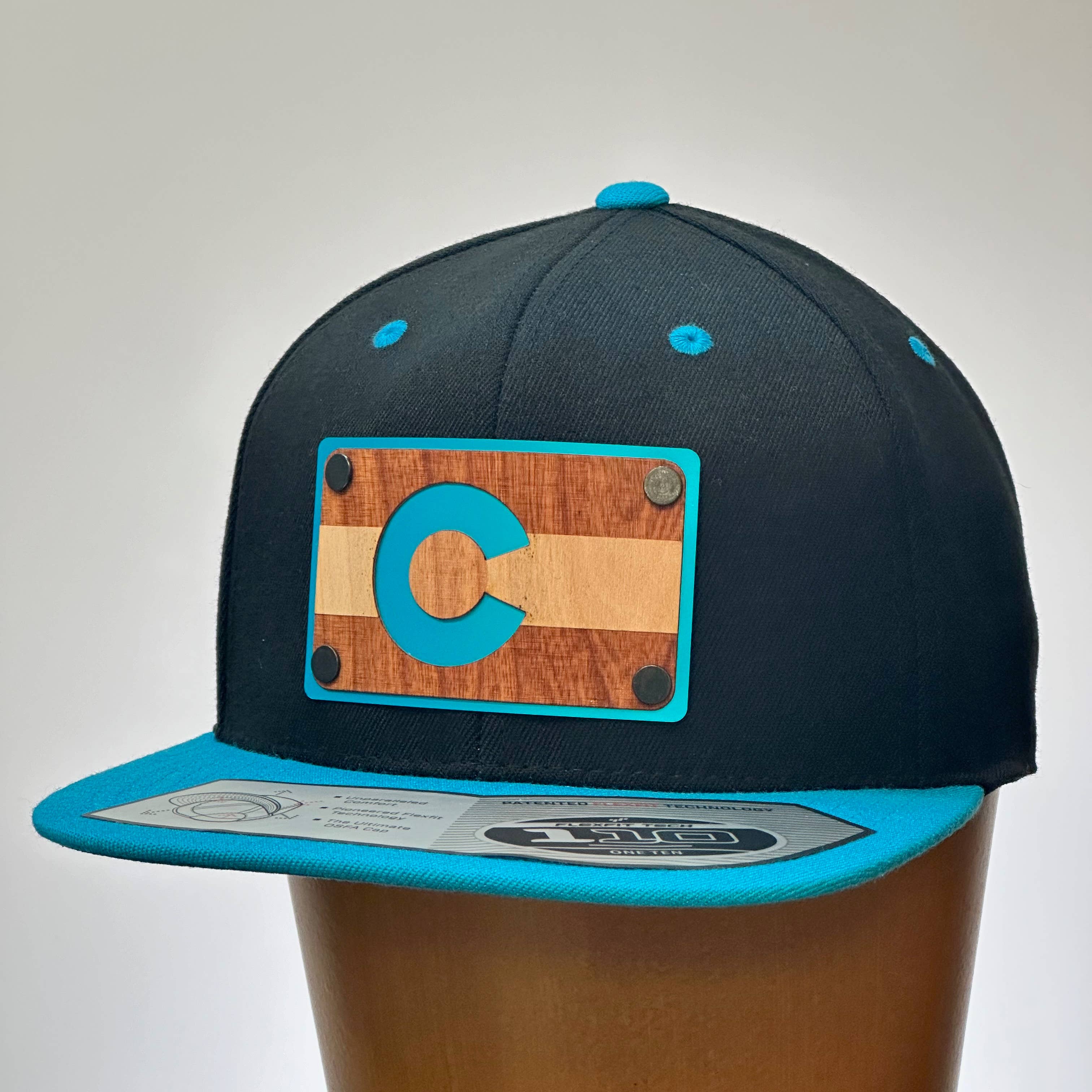 Last Best Supply Co - Wholesale Flat Brim Cap - Unisex - Colorado Flag Cherry Wood & Metal Patch Flat Bill Hat7