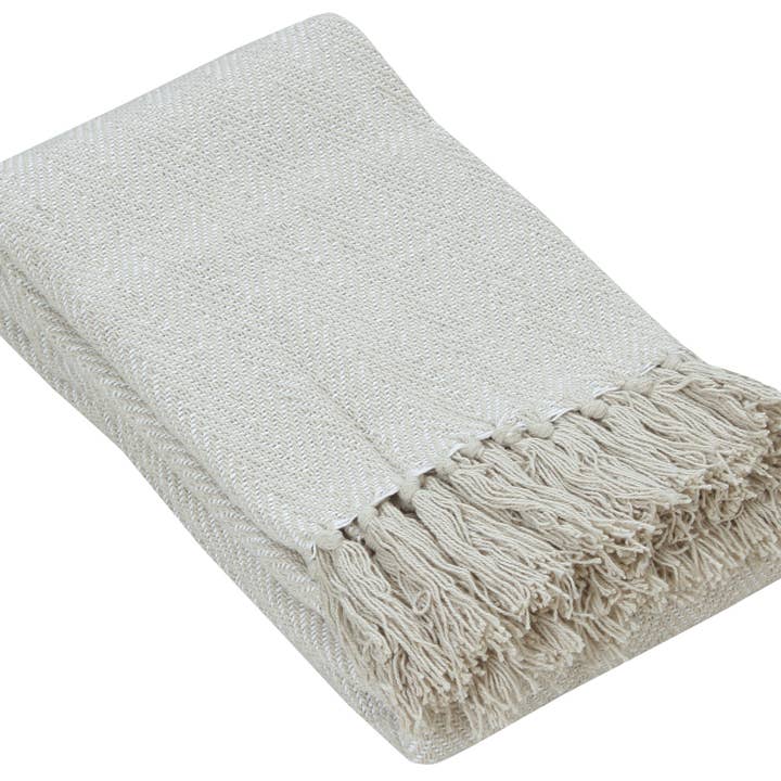 Fabstyles - Wholesale Throw Blanket - Fabstyles Herringbone Stripe Cotton Throw Blanket Fringes15