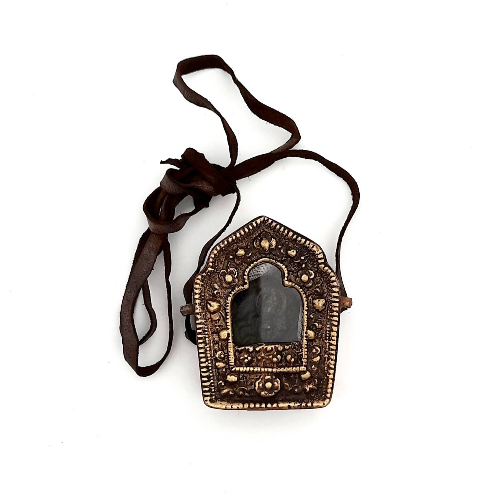 Koperberg – Engroshandel Amulet – Amulet Holder i kobber med vindue og lædersnor2