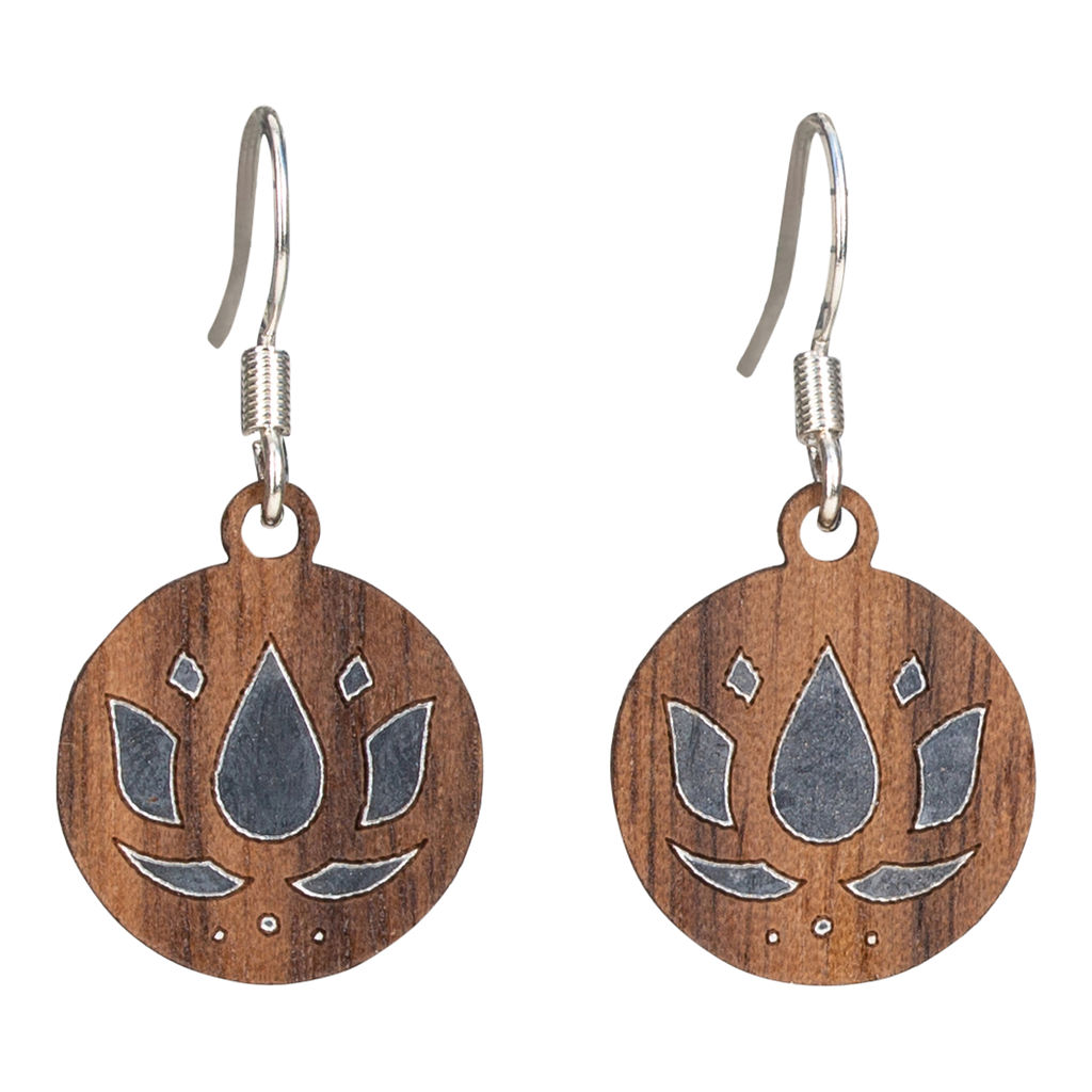 Woodcutts Inc. - Wholesale Dangle Earrings - Lotus Twig Earring with Silver Foil Accent0