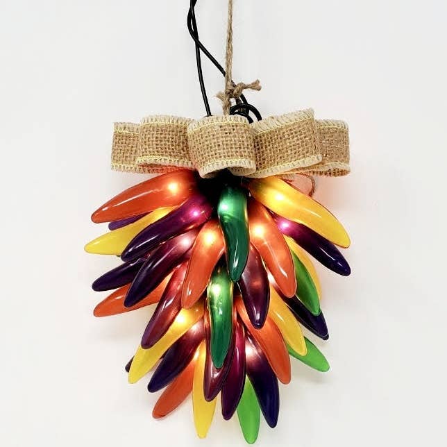 More Than Christmas, Inc - Wholesale String Lights - Chile Pepper Lighted Ristra - 35 Lights - Red/Grn/Ylw/Prpl