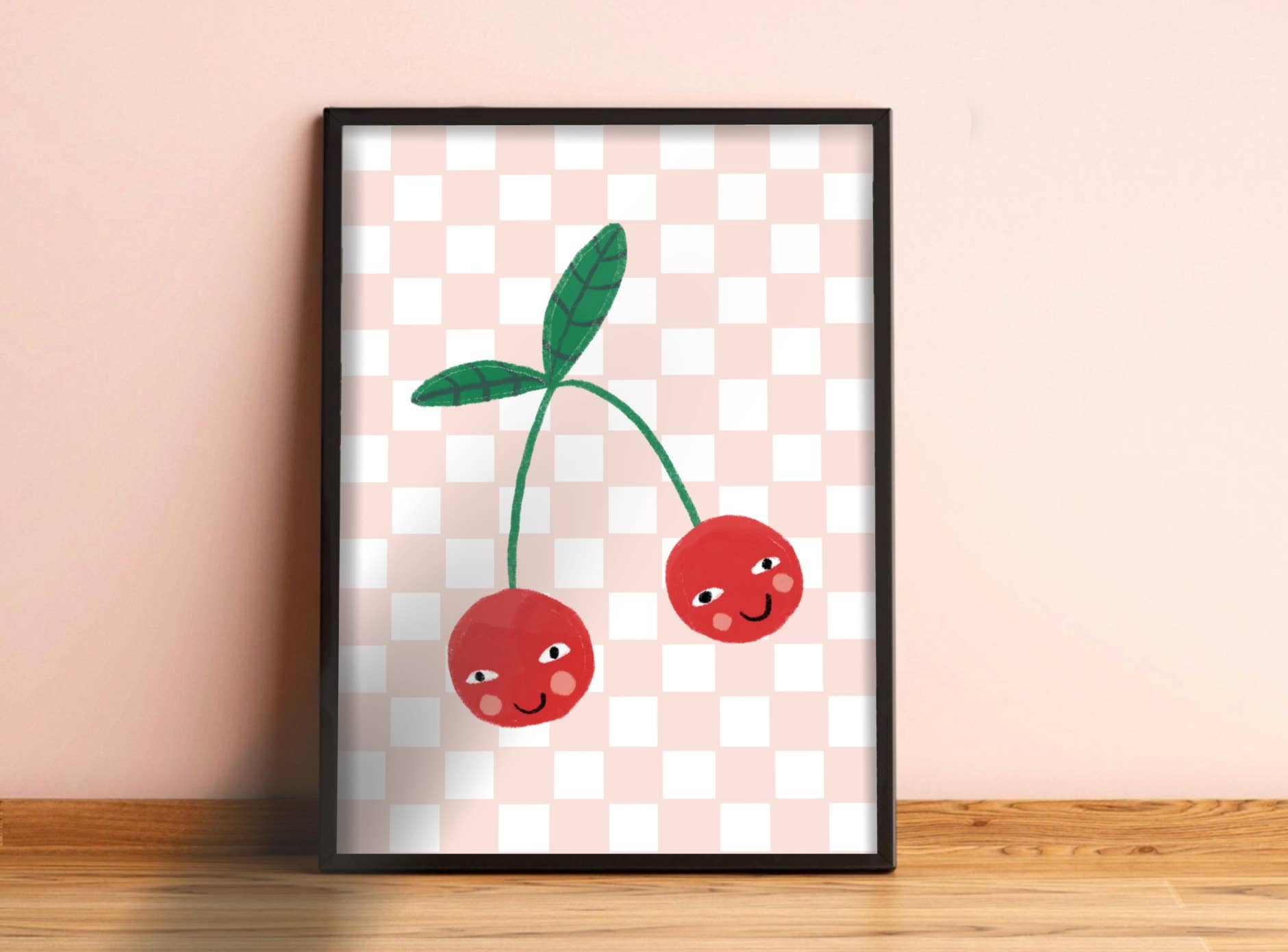 Kate Fox Design – Engroshandel Kunsttryk – Kirsebærsmil, Kunsttryk, Børneværelse, Lys, Farverigt1
