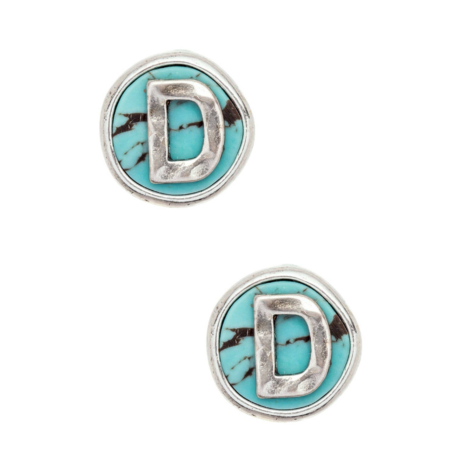 Silber/Türkis Initial D Ohrstecker in Türkis für den Großhandel auf Faire0