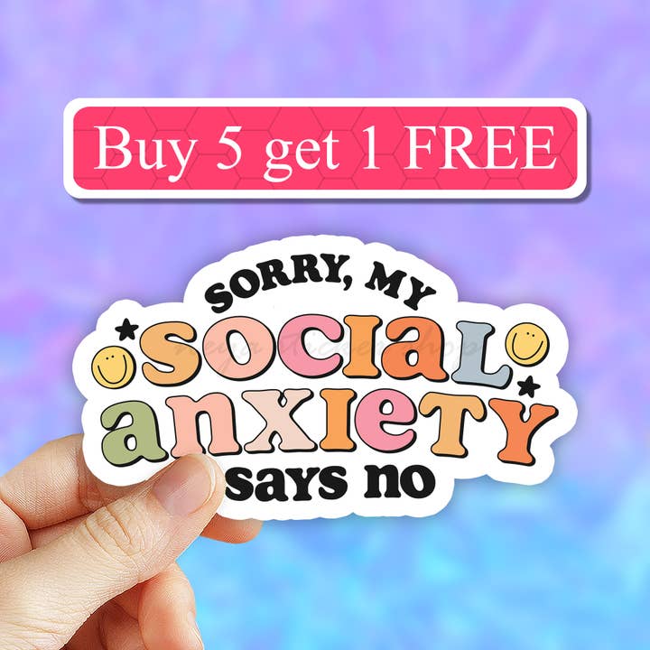 Sorry my social anxiety says no funny sticker, serotonin for wholesale by Neya Sticker Shop