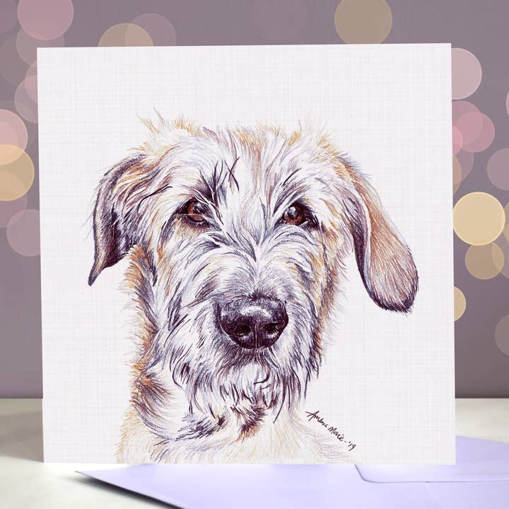 Irish Wolfhound Most Pupular Greetings Card for wholesale by Amber Marie Studio