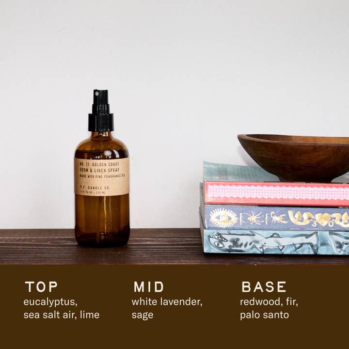 P.F. Candle Co. - Wholesale Room & linen spray - Golden Coast - 7.75 fl oz Room & Linen Spray2