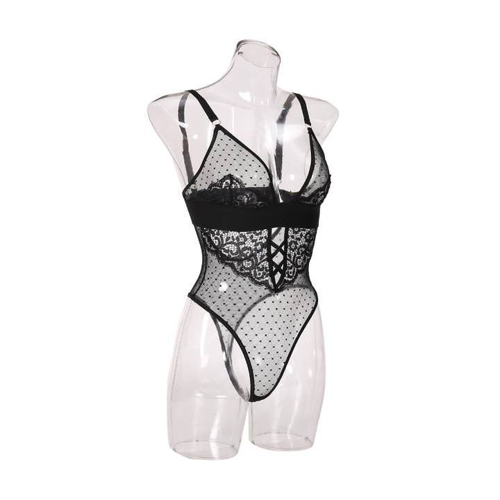 Sweetkama - Vente Body de lingerie – femme - Body lingerie sexy pour femme en dentelle transparente CQX05403