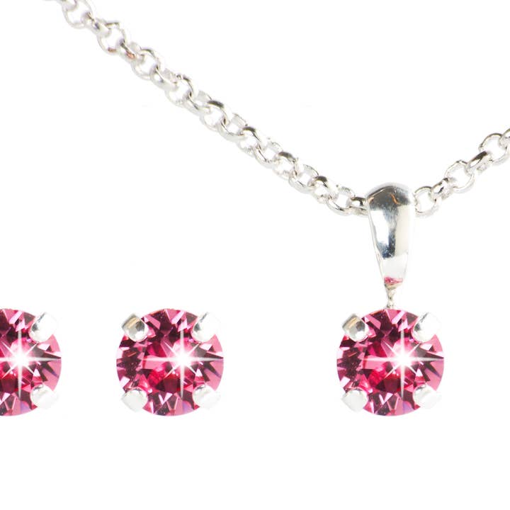 Destellos Mediterranean Jewels - Vente Parures de bijoux - ENSEMBLE PIERRE COULEUR 6MM PLAQUÉ ARGENT
