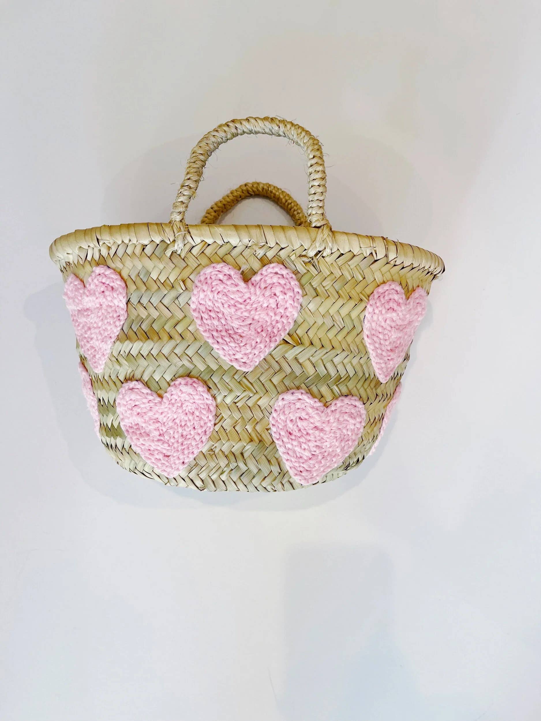 High crafty – wholesale Basket – Heart Basket – Hand-Embroidered Moroccan Straw Bag in Pink o0