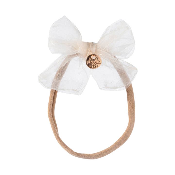 Emma organza baby band ivory for wholesale by Halo Luxe