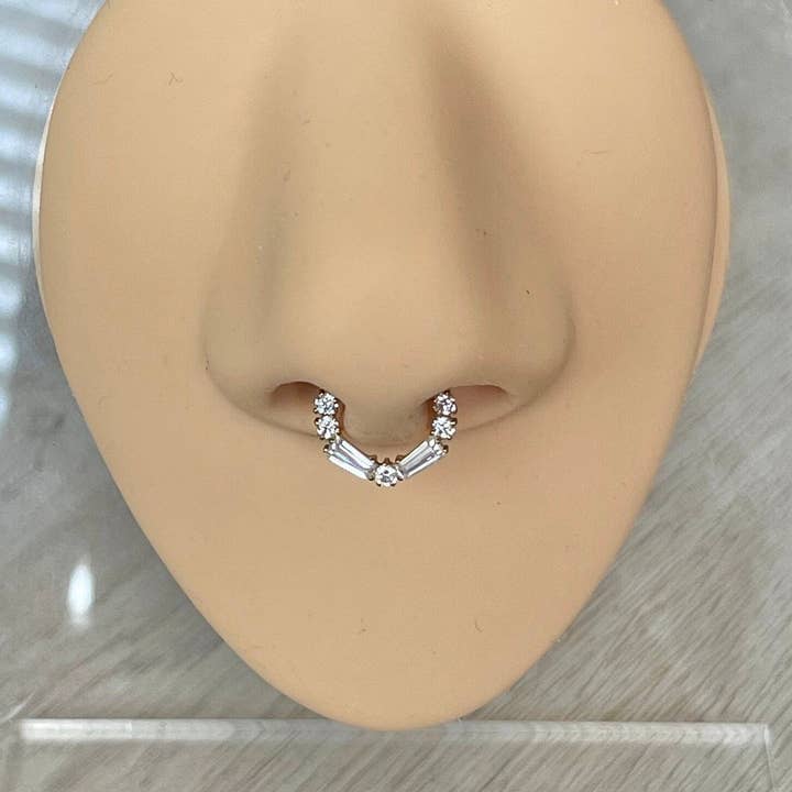 Elara Body Jewelry - Wholesale Nose Ring - Titanium Gold Septum Piercing (16G | 8mm or 10mm | Titanium | Gold or Silver)
