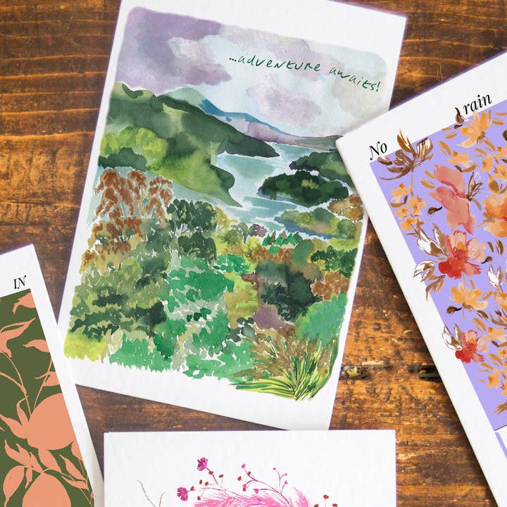 Watercolour yellow and pink wild bouquet greeting card (Copy) for wholesale by Katie Dyer