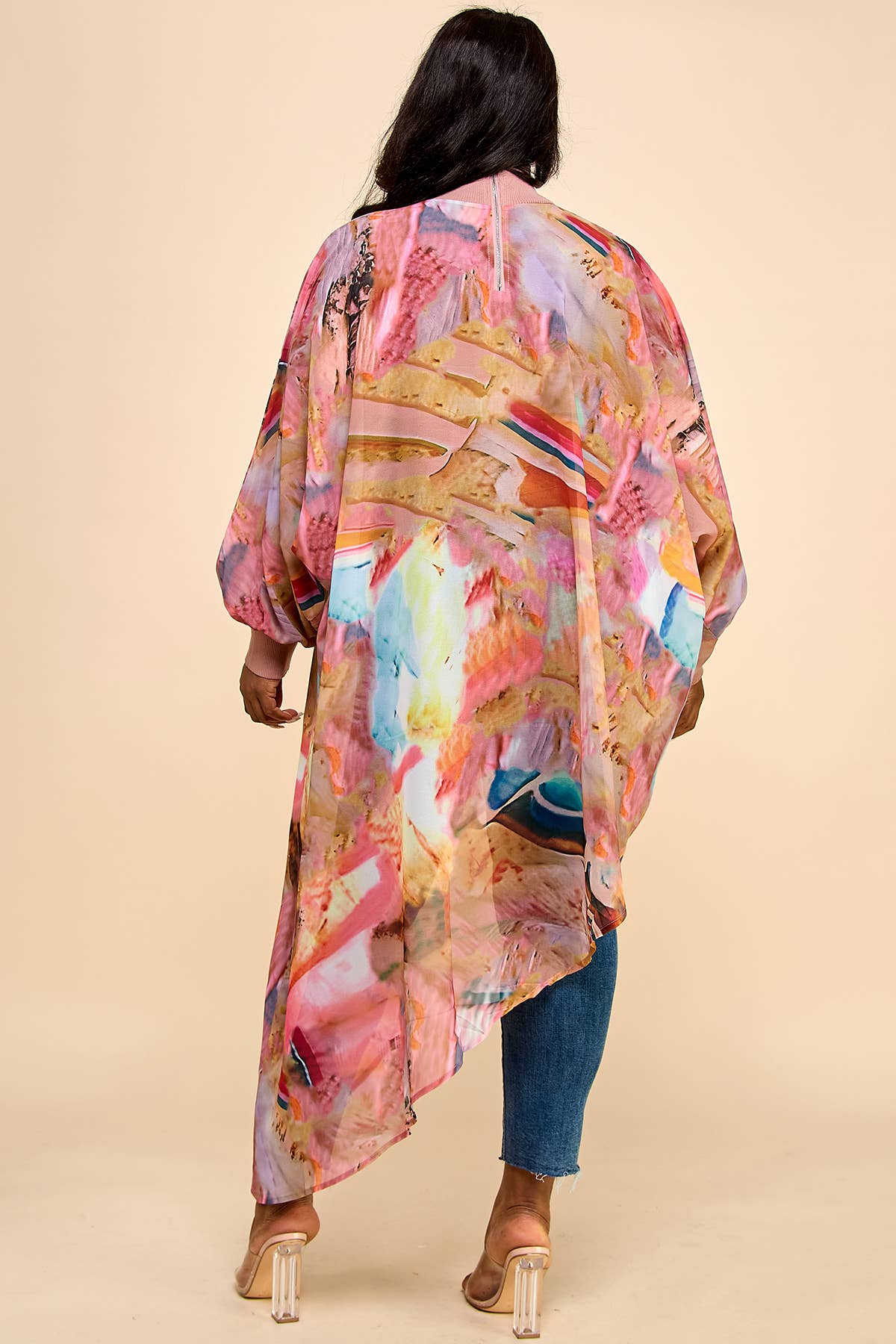 Namatt Design - Wholesale Blouse - Dames - Plus Mesh blouse met ronde hals en lange mouwen en diagonale bandjes5